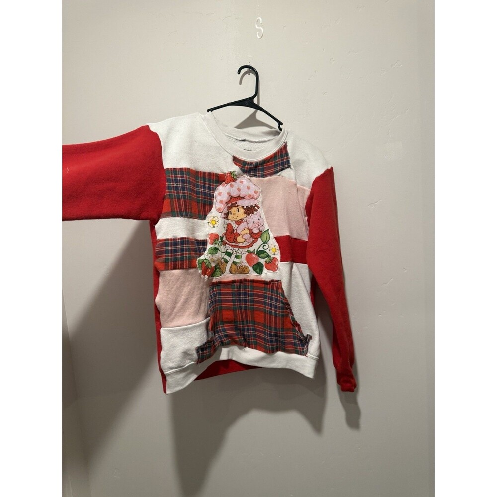 Patchwork Upcycle Reworked Oversize Strawberry Shortcake Sweater XS/S - Picture 2 of 6